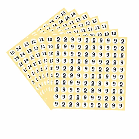 Etiquetas Autoadhesivas Redondas de Números y Letras Rollo de Pegatinas Impermeables Etiquetas de Marcado de Talla de Ropa para Oficina Minorista