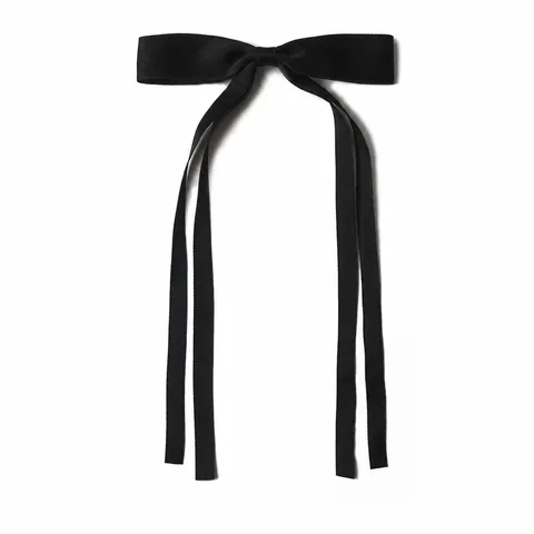 Pinza de Pelo con Lazo de Color Sólido Minimalista Tela Hecha a Mano Doble Capa Cinta Larga Broches para Mujeres