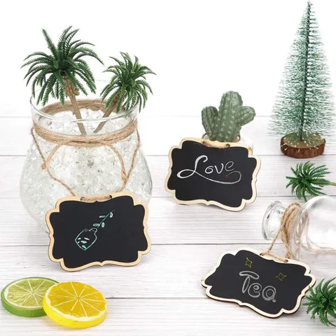 Mini Wooden Blackboard Hanging Sign Double Sided Small Chalkboard Message Board Creative Home Decor Craft Ornament