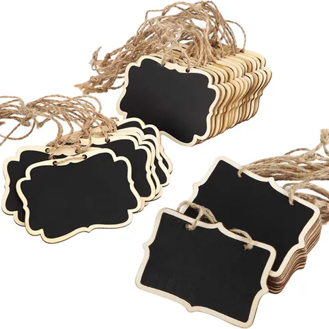 Mini Wooden Blackboard Hanging Sign Double Sided Small Chalkboard Message Board Creative Home Decor Craft Ornament