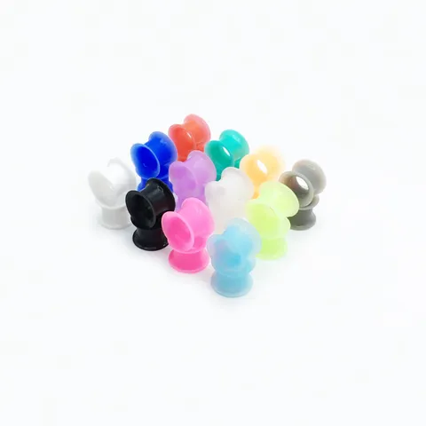 Túneles y Tapones de Oreja de Silicona Suave Joyería de Piercing Corporal Transparente Negro Blanco Rojo Azul Multicolor