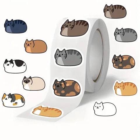 Cartoon Cat Washi Tape Stickers Decorative Cute Animal Cat Labels For Scrapbooking Journaling Envelope Sealing DIY Stationery