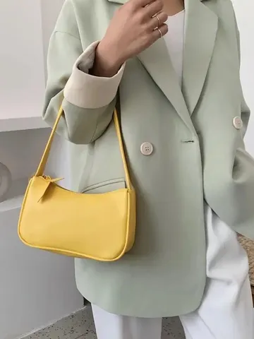 Minimalist PU Leather Solid Color Underarm Bag For Women Fashion Simple Single Shoulder Bag Daily Matching Handbag