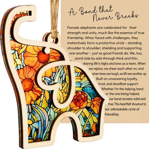 Wooden Elephant Hanging Ornament Friendship Sisterhood Gift Minimalist Animal Wall Decor Home Hanging Craft Gift