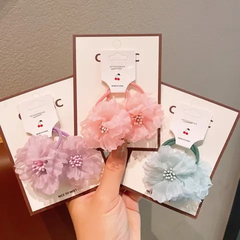 Coleteros de Pelo para Niños Lindo Malla Cuerdas de Pelo de Flor Dulce Floral Bandas Elásticas para Niñas Accesorios Diarios