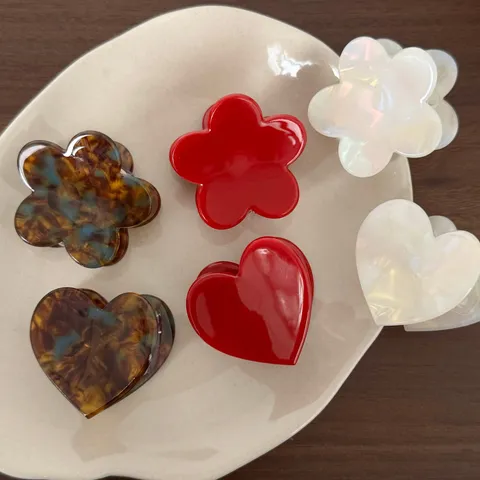 Korean Style Acetate Hair Claw Cute Floral Heart Hair Clip Sweet Small Hair Accessories For Women Girls Hair Styling