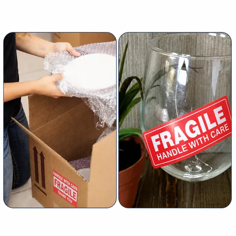 Zerbrechlich Warnung Selbstklebende Etiketten Rolle Wasserdicht Versand Verpackung Achtung Aufkleber Für Logistik