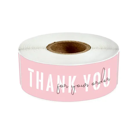 Rollo de Pegatinas de Sellado Rosa Gracias Pegatinas de Etiquetas Artesanales para Envoltorio de Regalo de Sobres Decoración de Sobres