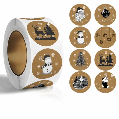 Weihnachtsrolle Aufkleber Cartoon Festliche Dekorative Etiketten Für Geschenkverpackung Handwerk Scrapbook Zubehör