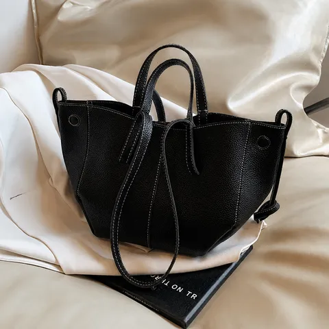 Retro Grande Capacità PU Pelle Dumpling Borsa Donna Vintage Tote Borsa a Mano Casual Tinta Unita Shopper Borsa a Tracolla
