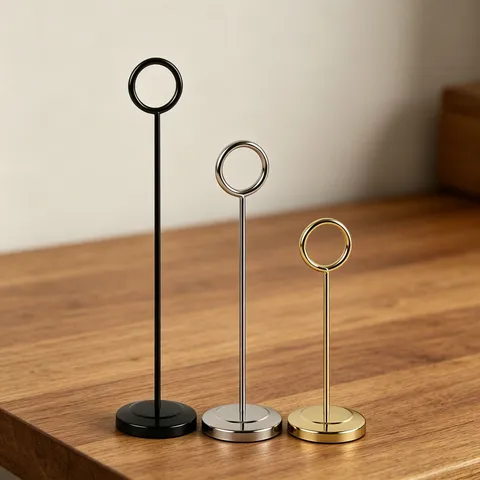 Solid Stainless Steel Place Card Holder Round Ring Table Number Clip Menu Memo Stand For Wedding Hotel Banquet