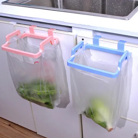 Soporte Colgante para Bolsa de Basura de Cocina Puerta de Gabinete Estante de Basura de Plástico Organizador de Almacenamiento para Cocina en Casa Soporte para Bolsa de Basura