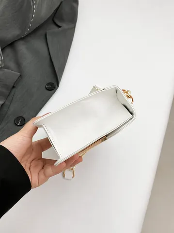 Sac Bandoulière Mode en Cuir PU pour Femmes Color-Blocking Sac Carré Chaîne Tendance Sac Épaule Polyvalent