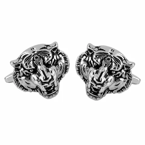 Vintage Tiger Head Cufflinks For Men Black Oil-Rubbed Copper Cuff Links Animal Design Business Suit Jewelry Gift