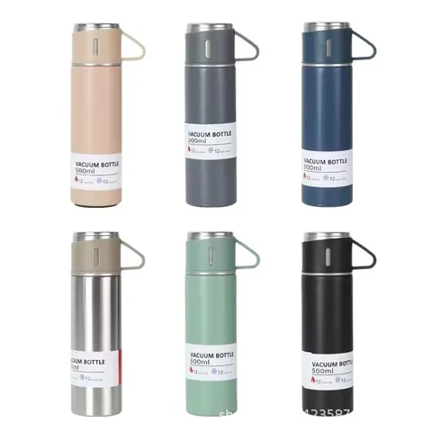 Termos in Acciaio Inossidabile Borraccia Isolata Portatile Con Tre Coperchi Set Regalo Per Ufficio Viaggio