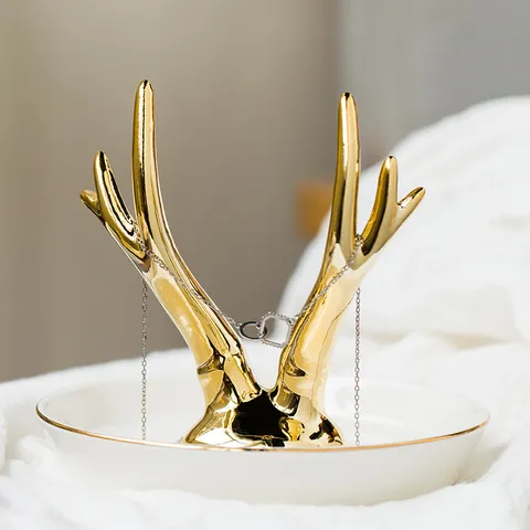 Nordic Ceramic Animal Jewelry Tray Flamingo Rabbit Cactus Deer Ring Dish Holder Home Dresser Storage Decor