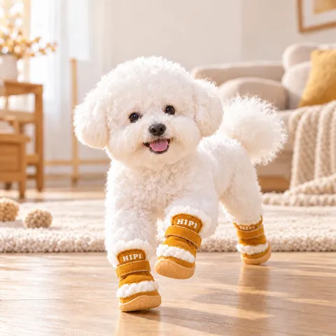 Hundeschuhe Winter Warm Fleecegefüttert Wildlederstiefel Rutschfest Gummisohle Verstellbarer Gurt Für Kleine Hunde Draußen