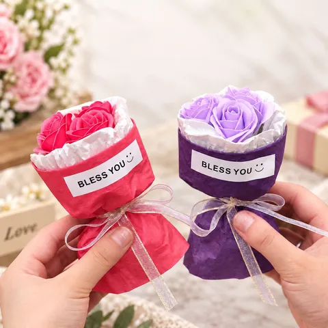 Mini Soap Flower Rose Sunflower Bouquet Pocket Gift Box Artificial Floral Craft Romantic Birthday Party Home Decor
