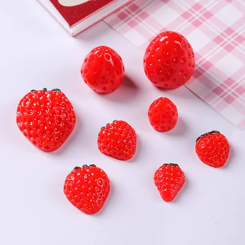 Simulation Red Strawberry Resin Charms DIY Craft Accessories For Hairpins Earrings Phone Case Decoration