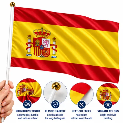Bandera De España Bandera Nacional Española Tejido De Poliéster Escudo Serigrafiado Impermeable Decoración Exterior
