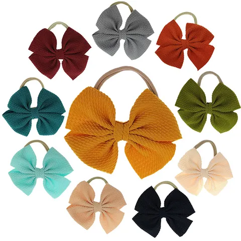Baby Hair Bows Elastic Headbands Solid Color Cute Bowknot Hair Accessories For Newborn Infant Toddler Girls Hair Styling