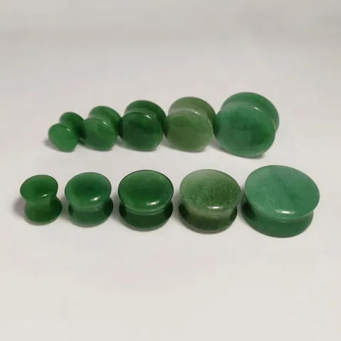 Natural Green Aventurine Stone Ear Plugs Gauges Body Piercing Jewelry Drum Shape Ear Stretching Tunnel Expanders Fashion Accessories