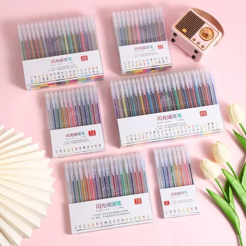 Colorful Glitter Gel Pens Set Sparkle Highlighter Pens For Journaling Drawing Art Craft Note Taking Student Stationery
