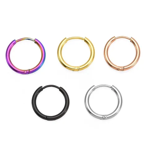 Minimalist Titanium Steel Hoop Earrings For Men Women Vacuum Electroplated Plain Circle Ear Buckle Anti Allergy Jewelry Gift