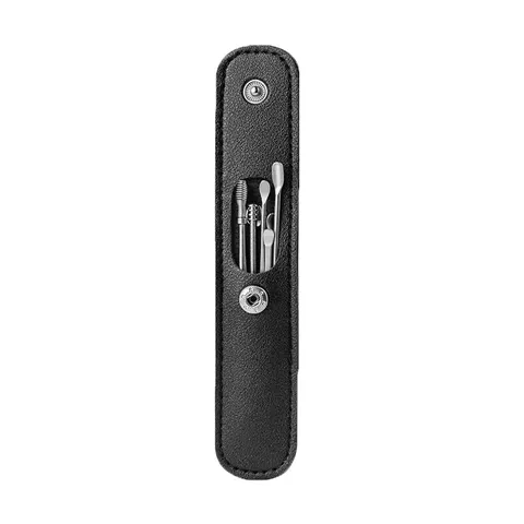 Stainless Steel Ear Pick Portable Ear Wax Removal Tool Kit With PU Leather Case Cleaning Tools For Home Travel