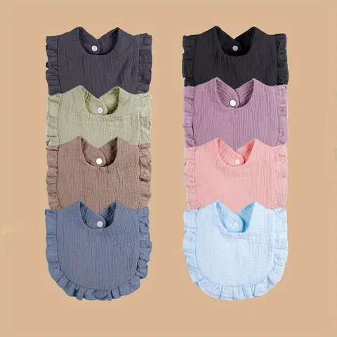 Bavoirs pour Nouveau-né en Gaze de Coton Pur Bavoir Salive à Volants Nourrisson Doux Respirant Anti Crachat Accessoires Enfants