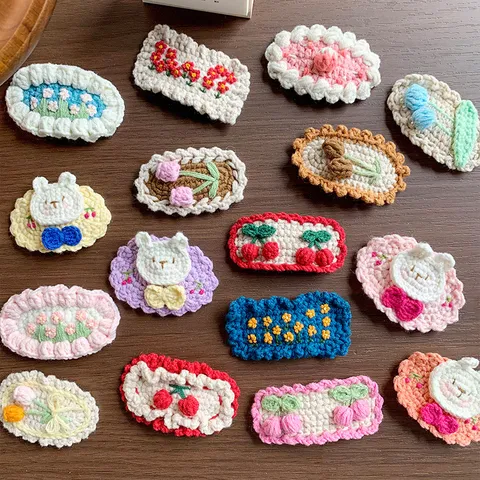 Fermaglio per Capelli all'Uncinetto Fatto a Mano Filato Dolce Floreale Animale Spilla per Capelli per Donne Neonati Ragazze Accessori per Capelli Fermaglio BB