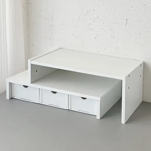 Minimalistischer Hölzerner Desktop Erhöhung Aufbewahrungsregal Mit Schubladen Mehrstufiger Laptop Monitor Ständer Büro Zuhause