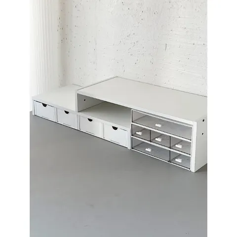 Minimalistischer Hölzerner Desktop Erhöhung Aufbewahrungsregal Mit Schubladen Mehrstufiger Laptop Monitor Ständer Büro Zuhause