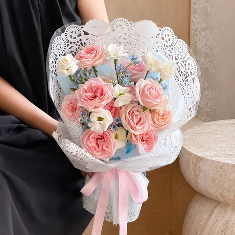Moderne Quadratische Spitze Hohl Blumenwickelpapier Wasserdicht OPP Cellophan Verpackung Blätter Für Bouquet Dekoration Geburtstag Hochzeit Floral Zubehör
