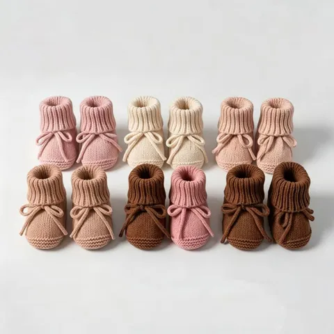 Infant Baby Pre-Walker Shoes Soft Sole Knitted Cotton Bow Infant Walking Shoes Cute Newborn Crib Shoes For Boys Girls