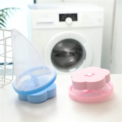 Filet Flottant pour Lave-Linge en Forme de Fleur Attrape-Cheveux Réutilisable Pochette de Filtre de Lessive Outil de Nettoyage