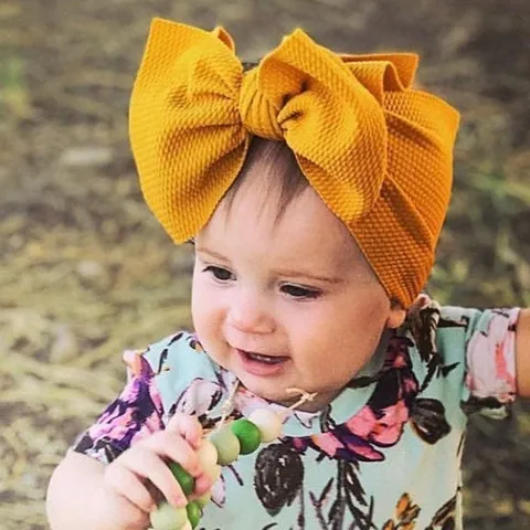 Infant Baby Girls Nylon Large Bow Hair Band Cute Elastic Hair Accessories Headband Toddler Hair Bows Headwear
