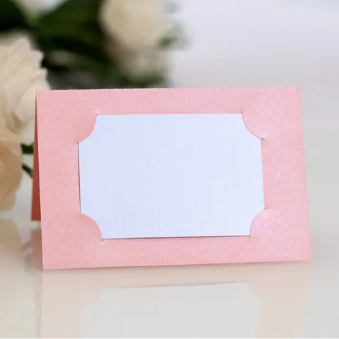 Laser Cut Pearl Paper Place Cards Folded Table Name Cards Wedding Banquet Party Seating Card Decoration