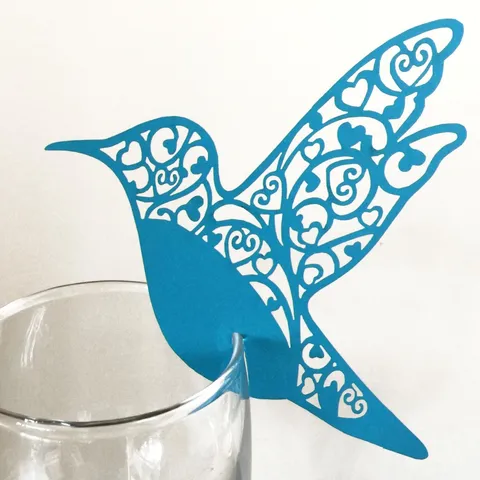 Segnaposto a Forma di Uccello d'Amore Traforati al Laser Carte da Inserire per Calice da Vino Decorazione Tavola Matrimonio Articoli di Carta