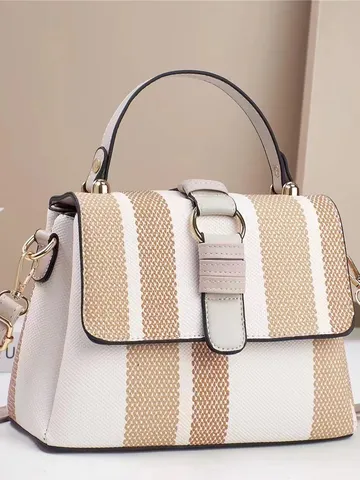 Women's Fashion PU Leather Bucket Bag Colorblock Casual Handbag Large Capacity Crossbody Shoulder Top Handle Bag