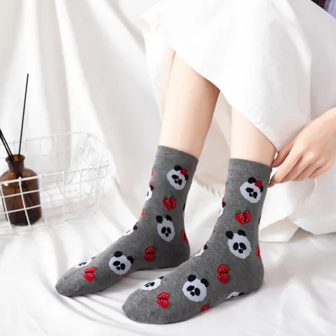 Cute Cartoon Animal Cotton Mid Tube Socks For Women Sweet College Style Trendy Autumn Winter Casual Fashion Hosiery