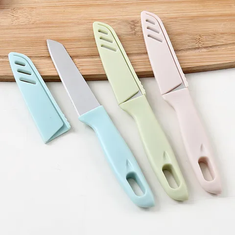 Cuchillo de Fruta Portátil de Acero Inoxidable Pelador de Verduras de Cocina Con Funda Protectora Color Nórdico