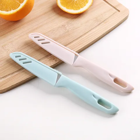 Cuchillo de Fruta Portátil de Acero Inoxidable Pelador de Verduras de Cocina Con Funda Protectora Color Nórdico