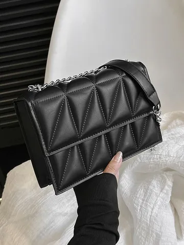 Sac Bandoulière Matelassé en Cuir PU pour Femme Sac à Épaule Classique à Chaîne Élégant Sac à Main de Commutateur Pochette Casual