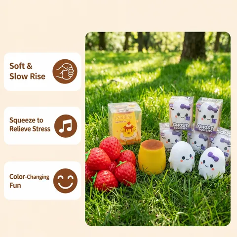 Joli Jouet Squishy Rebond Lent Soulagement du Stress Nouveauté Savon Cacahuète Mangue Fraise Pudding Jouet Fidget Portable