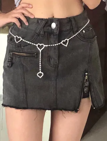 Sexy Heart Waist Chain Rhinestone Body Chain Metal Adjustable Belly Chain Fashion Jewelry For Women Party Beach