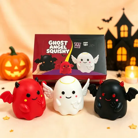 Halloween Φάντασμα Άγγελος Διάβολος Squishy Αργή Ανάκαμψη Παιχνίδι Αποσυμπίεσης Χαριτωμένο Καρτούν Ανακούφιση από το Στρες Fidget Παιχνίδι