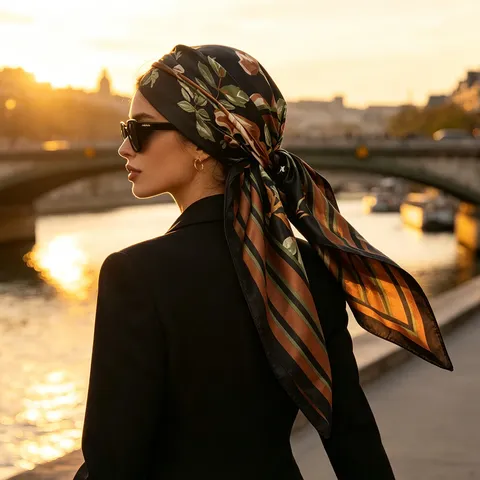 Vierkante Sjaal Satijn Satijnachtig Bloemenprint Elegant Vintage Bandana Sjaal Voor Dames Lichtgewicht