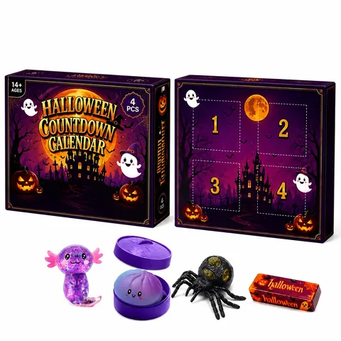 Halloween Advent Calendar Squishy Toys Set Fidget Sensory Stress Relief Toys Cute TPR Soft Toys Gift For Kids Party