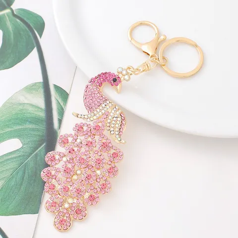 Light Luxury Creative Peacock Keychain Rhinestone Metal Animal Key Chain Cute Bag Pendant Fashion Car Key Ring Gift